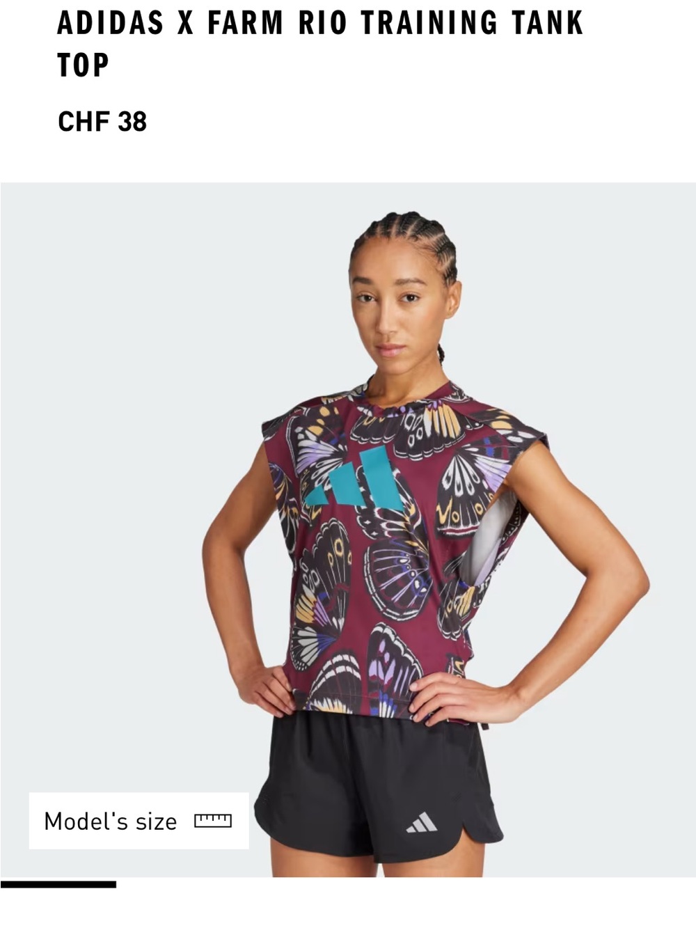 adidas Women's Maroon Butterfly Print Tank with Teal Logo - Picture 5 of 6